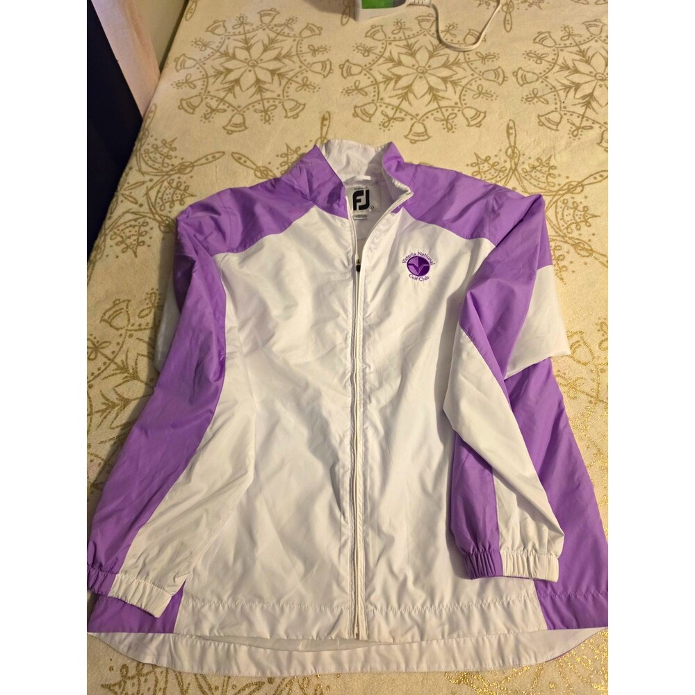 FootJoy Womens L. Victoria National Golf Club Jacket Purple White FJ Windbreaker
